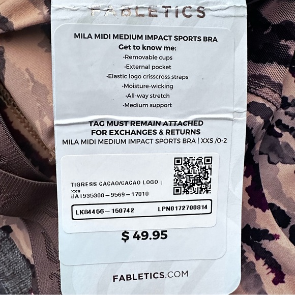 Fabletics On-The-Go Midi Medium Impact Sports Bra size xxs - Picture 7 of 9
